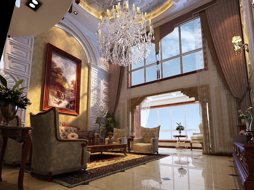 客厅图片来自西安峰光无限装饰在华侨城-108坊340㎡别墅欧式古典的分享