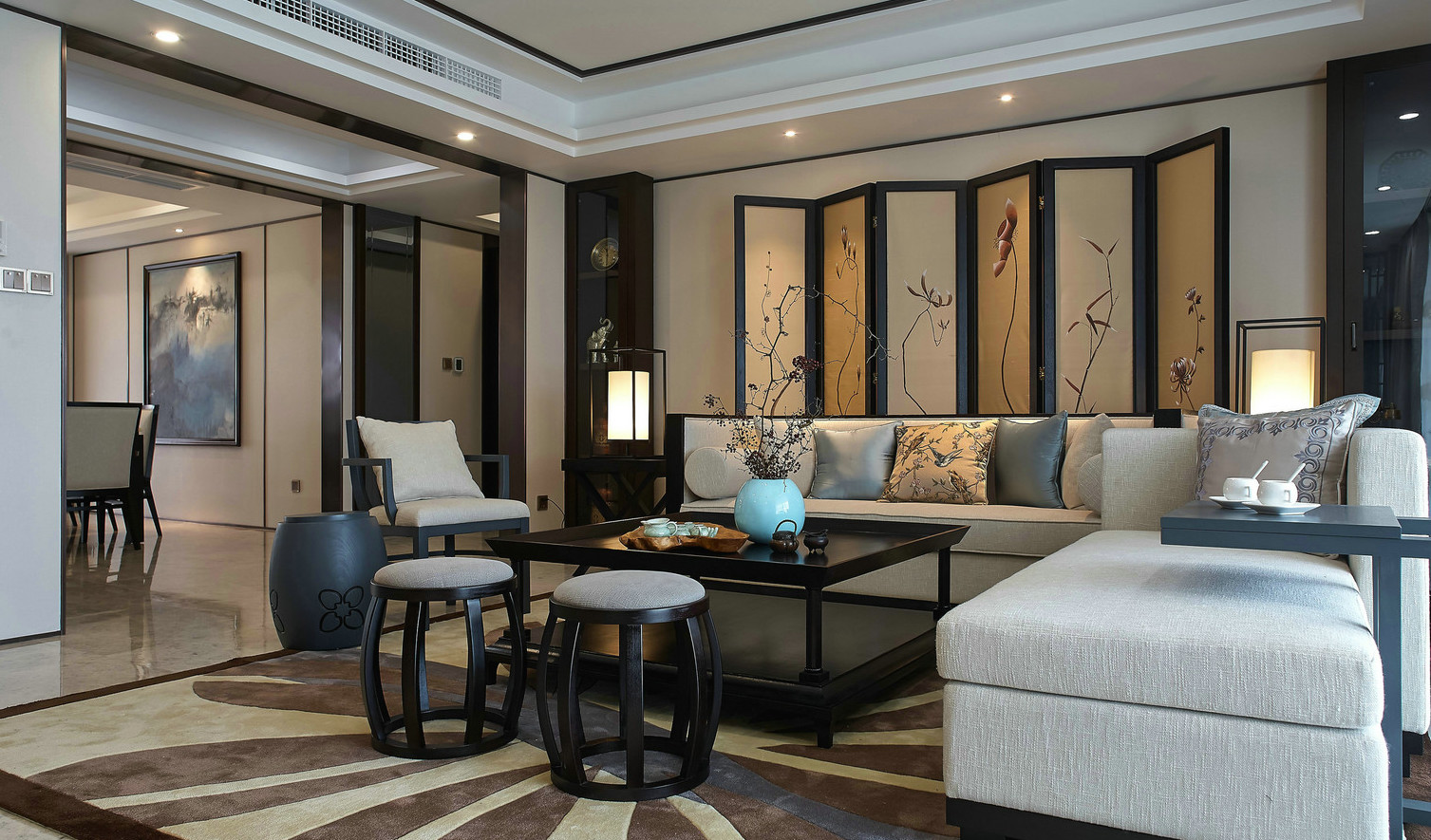 别墅 装修 设计 客厅 效果图 实景图 客厅图片来自紫禁尚品国际装饰公司在新中式设计的分享