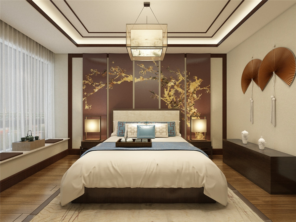 中式 新中式 二居 收纳 小资 卧室图片来自阳光力天装饰在力天装饰-奥莱城-109㎡-中式的分享