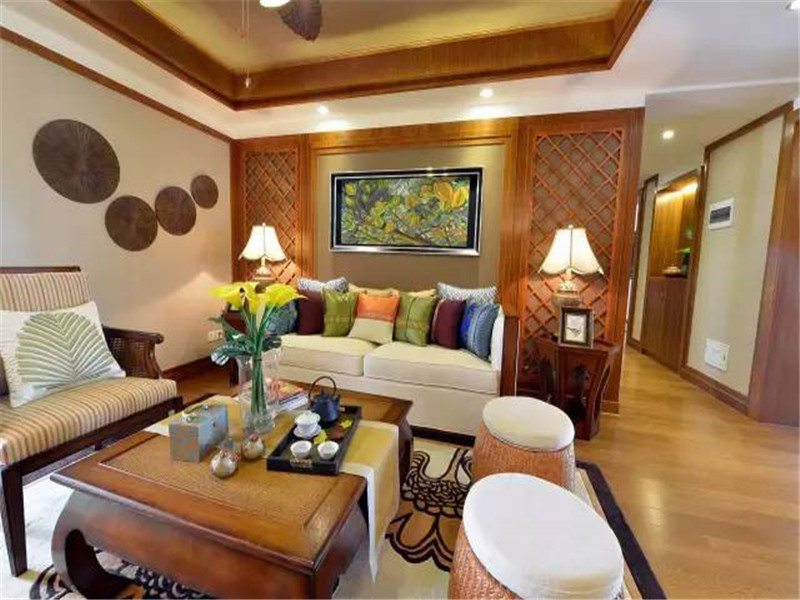 东南亚 三居 白领 旧房改造 小资 80后 客厅图片来自高度国际姚吉智在90平米东南亚风稳重典雅三居室的分享
