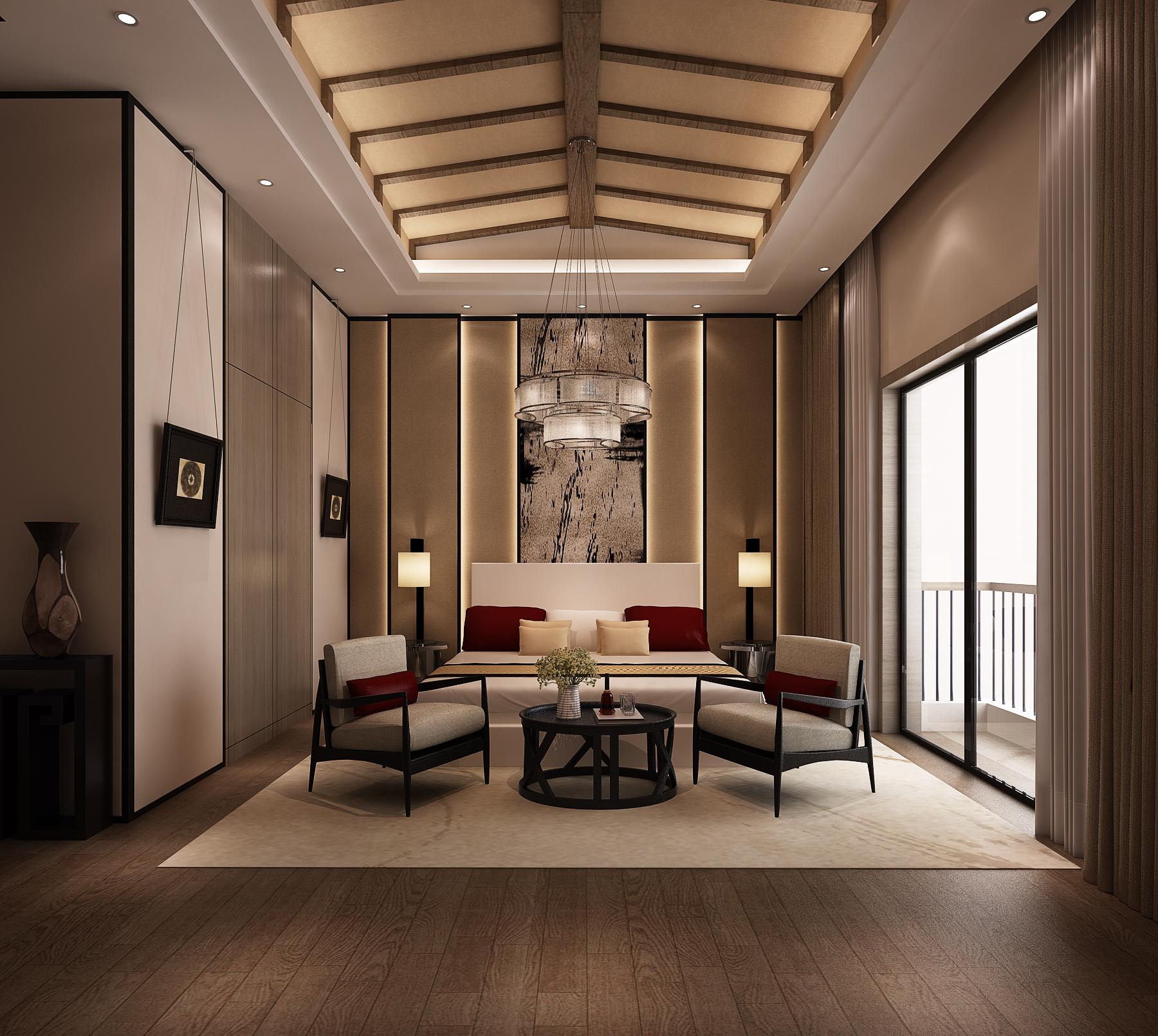 客厅图片来自重庆高度国际装饰工程有限公司在两江望府-新中式的分享