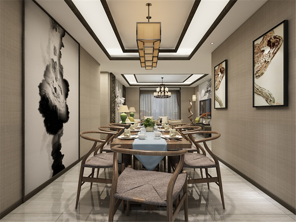 中式 新中式 三居 收纳 小资 餐厅图片来自阳光力天装饰在力天装饰-奥莱城-138㎡-新中式的分享