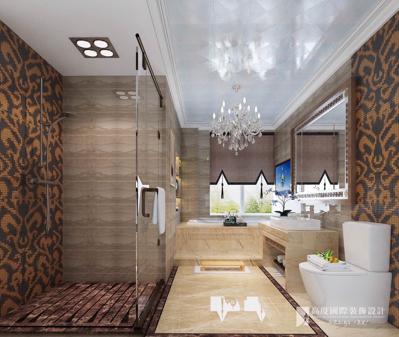 排屋别墅 混搭风格 卫生间图片来自杭州别墅装修设计在400方排屋别墅筑造中西混搭风格的分享