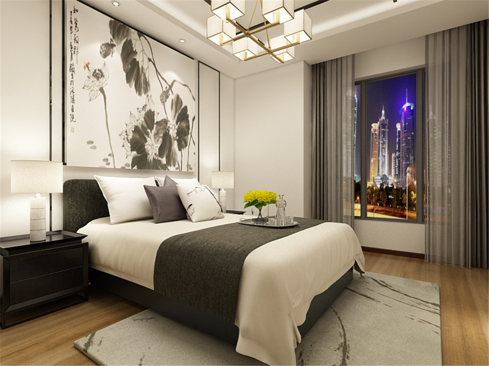 中式 新中式 三居 收纳 小资 卧室图片来自阳光力天装饰在力天装饰-奥莱城-138㎡-新中式的分享