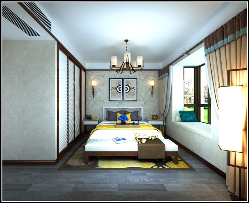 龙发装饰 天和园 三居 中式 装修设计 卧室图片来自龙发装饰天津公司在天和园三居中式风格案例的分享