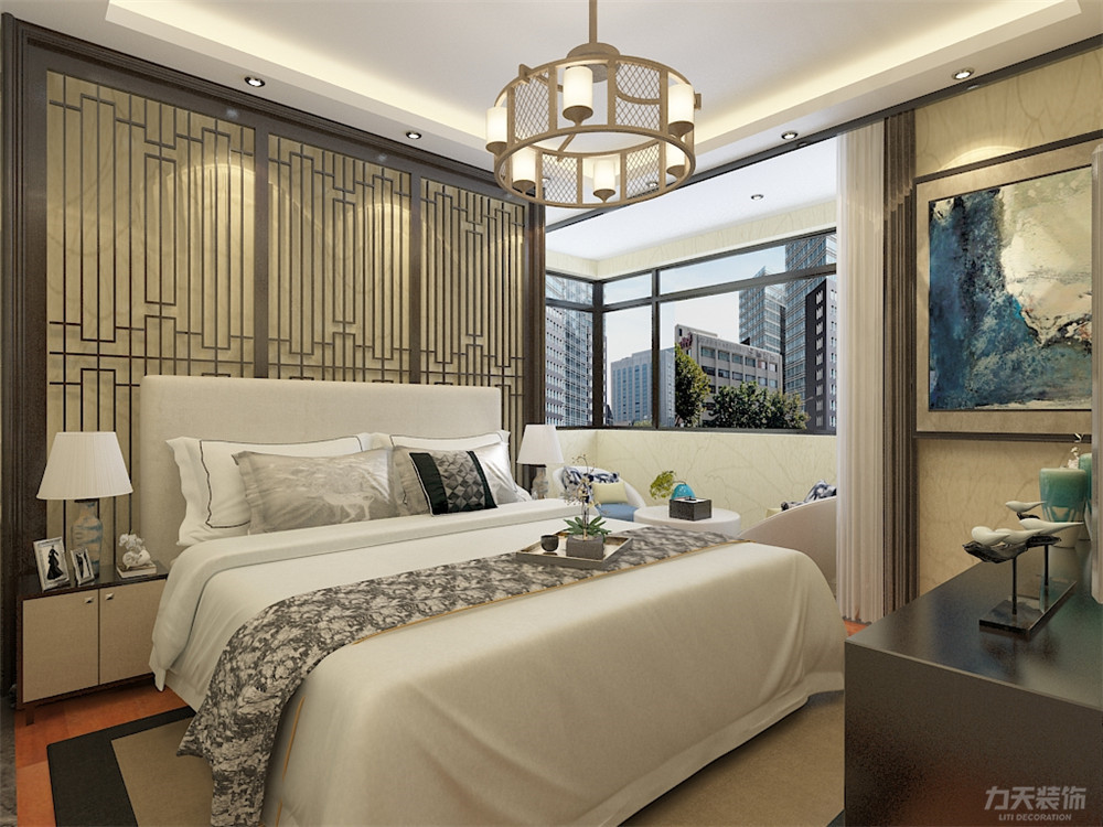 中式 新中式 二居 收纳 小资 卧室图片来自阳光力天装饰在力天装饰-  奥莱城-111㎡-新中式的分享