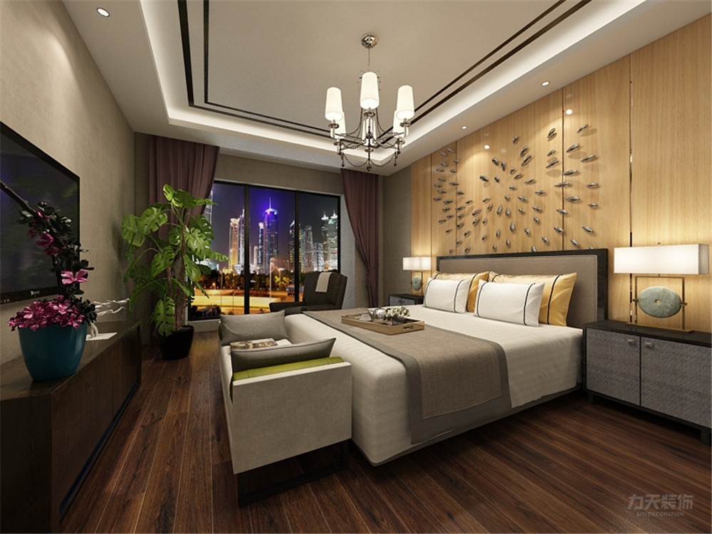 新中式 中式 二居 收纳 小资 卧室图片来自阳光力天装饰在力天装饰-奥莱城-138㎡-中式的分享