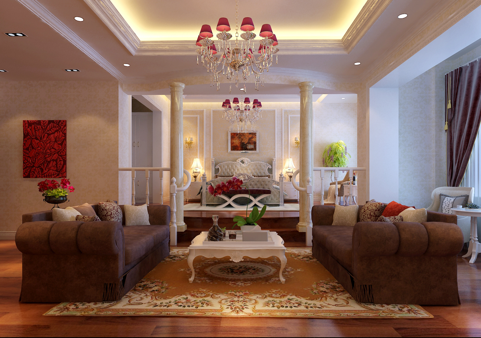 别墅 欧式 混搭 小资 高规格 独栋 古典 优雅 精致 卧室图片来自重庆高度国际装饰工程有限公司在富河园-欧式的分享