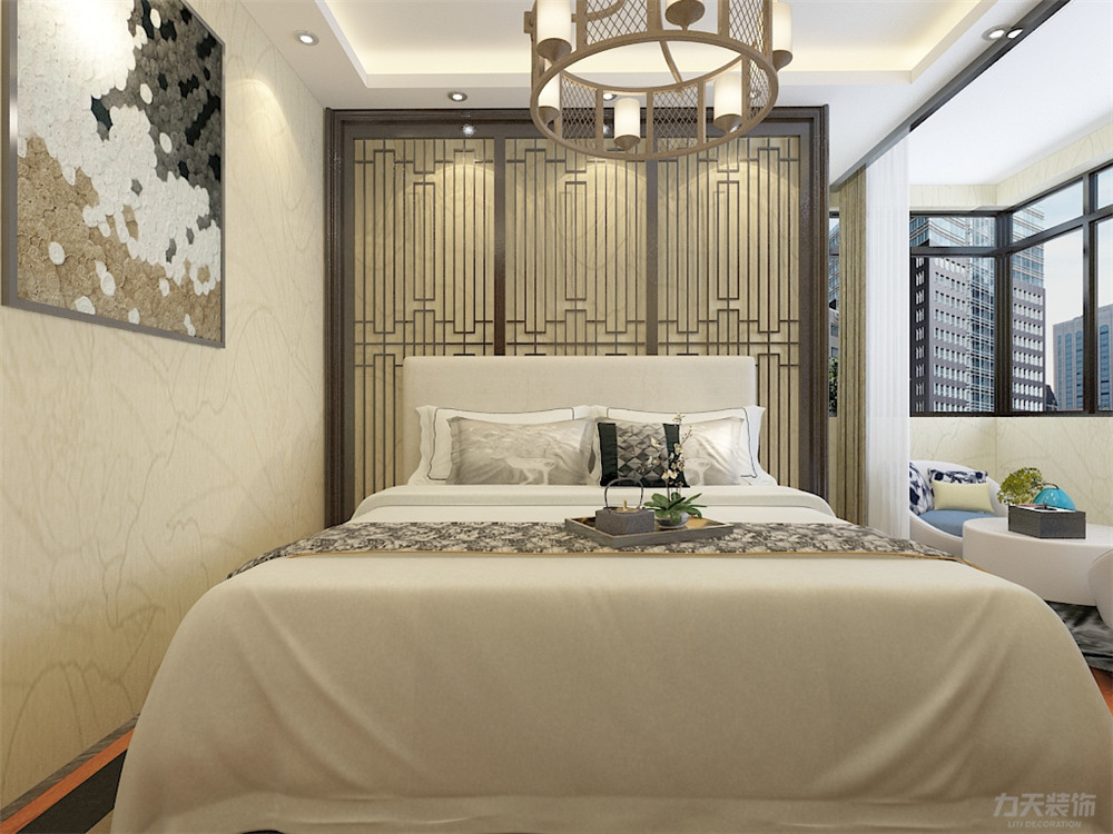 中式 新中式 二居 收纳 小资 卧室图片来自阳光力天装饰在力天装饰-  奥莱城-111㎡-新中式的分享