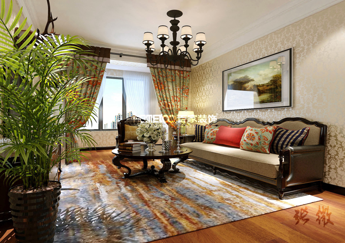 三居 中航城 美式风格 客厅图片来自百家设计小刘在中航城115平美式风格半包4万的分享