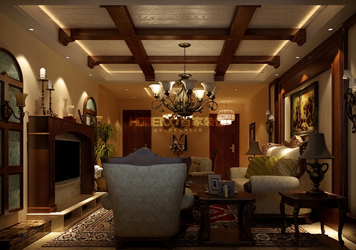 三居 客厅图片来自百家装饰小西在万金香樟树119平美式风格的分享