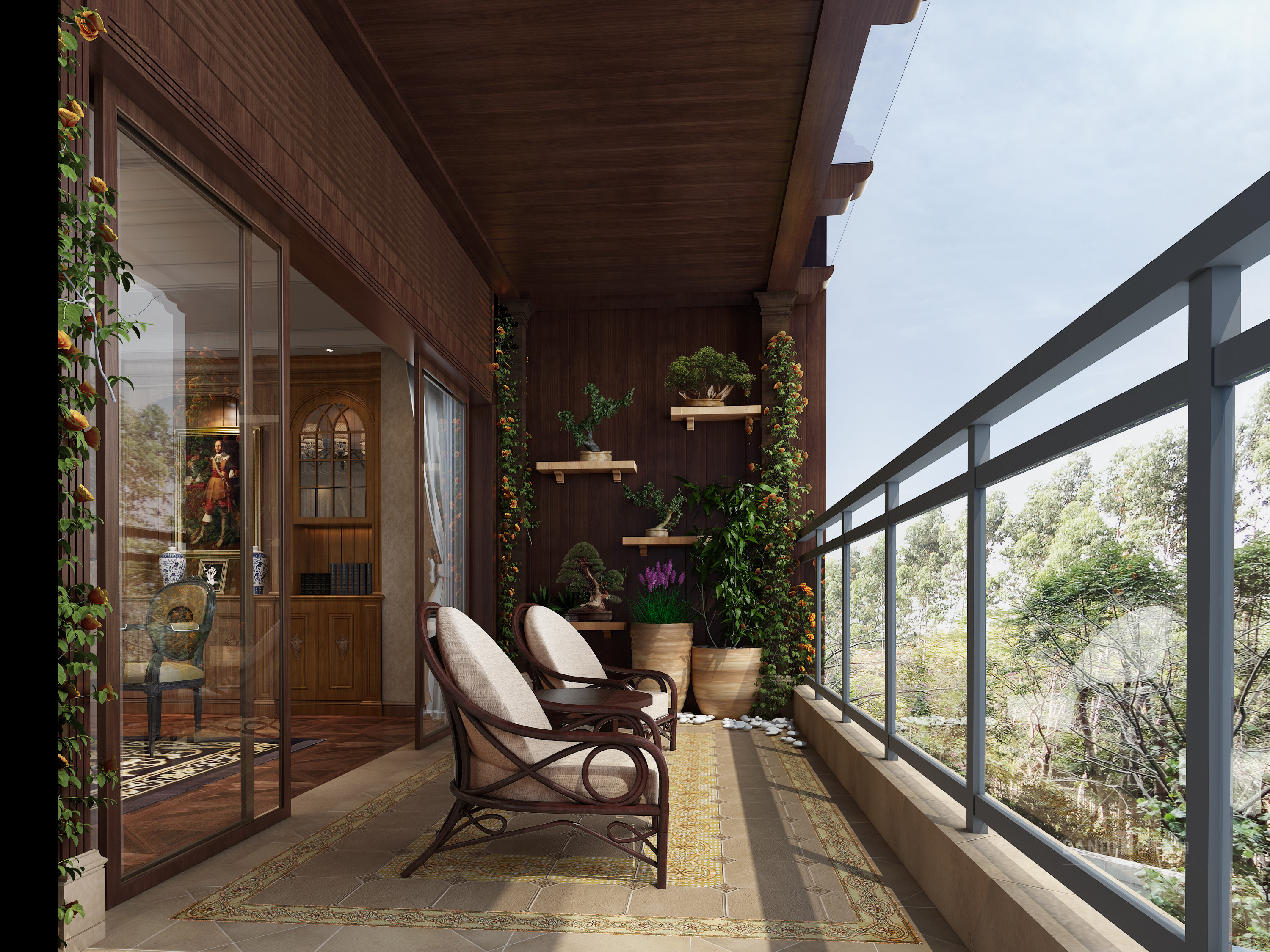 别墅 欧式 美式 阳台图片来自名雕丹迪在中信红树湾美式风格装修的分享