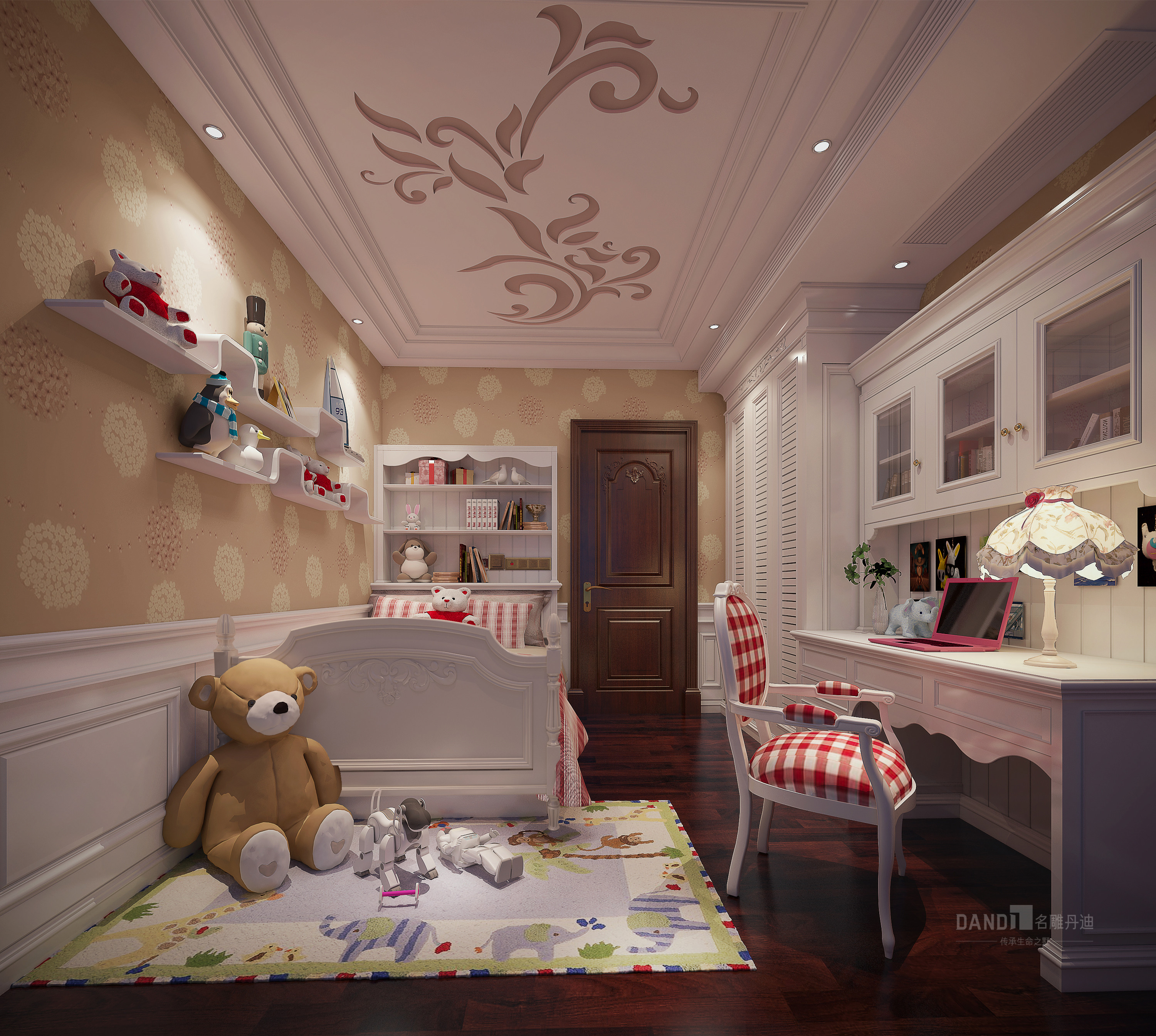 别墅 欧式 美式 卧室图片来自名雕丹迪在中信红树湾美式风格装修的分享