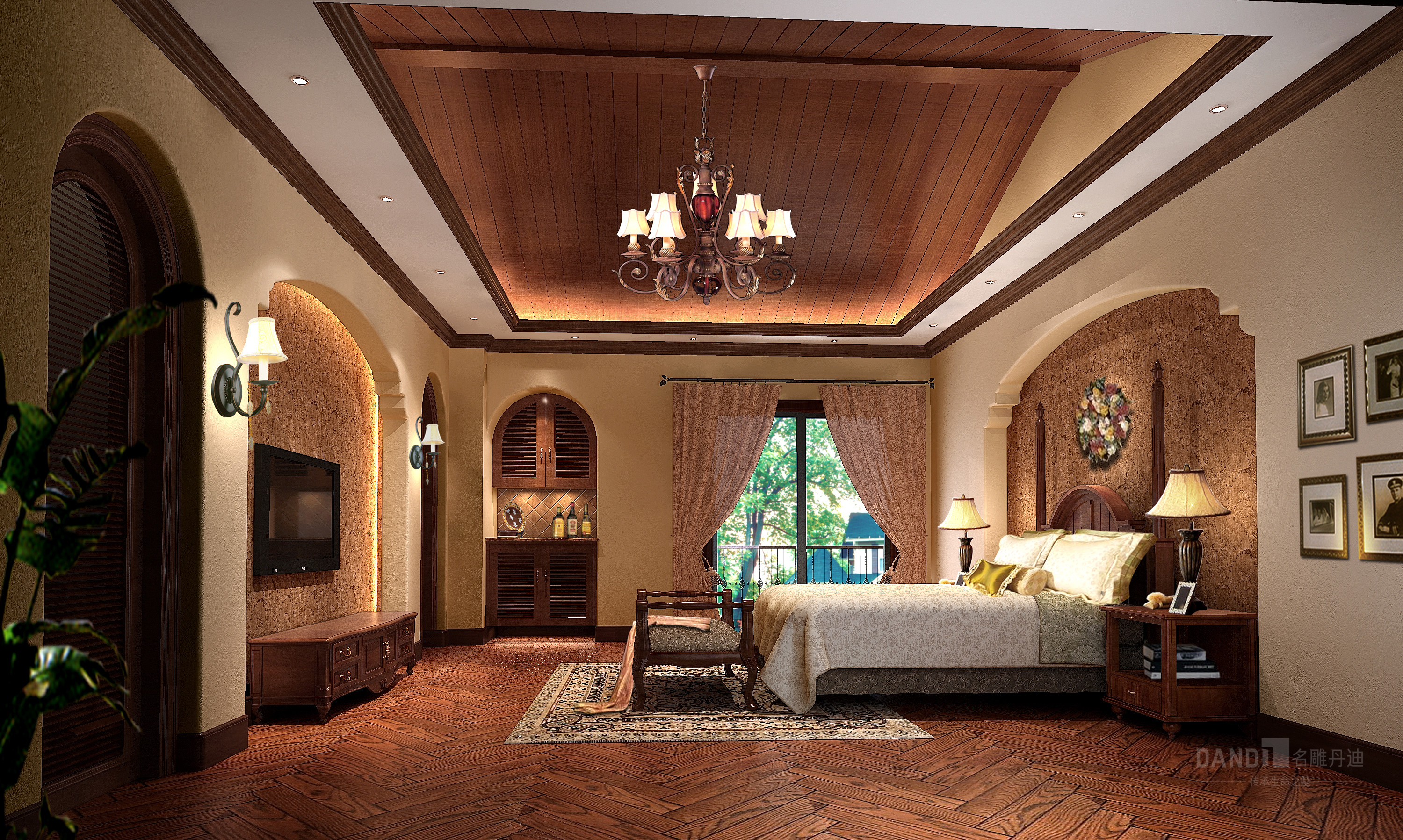 别墅 西班牙 卧室图片来自名雕丹迪在曦城西班牙风格装修的分享