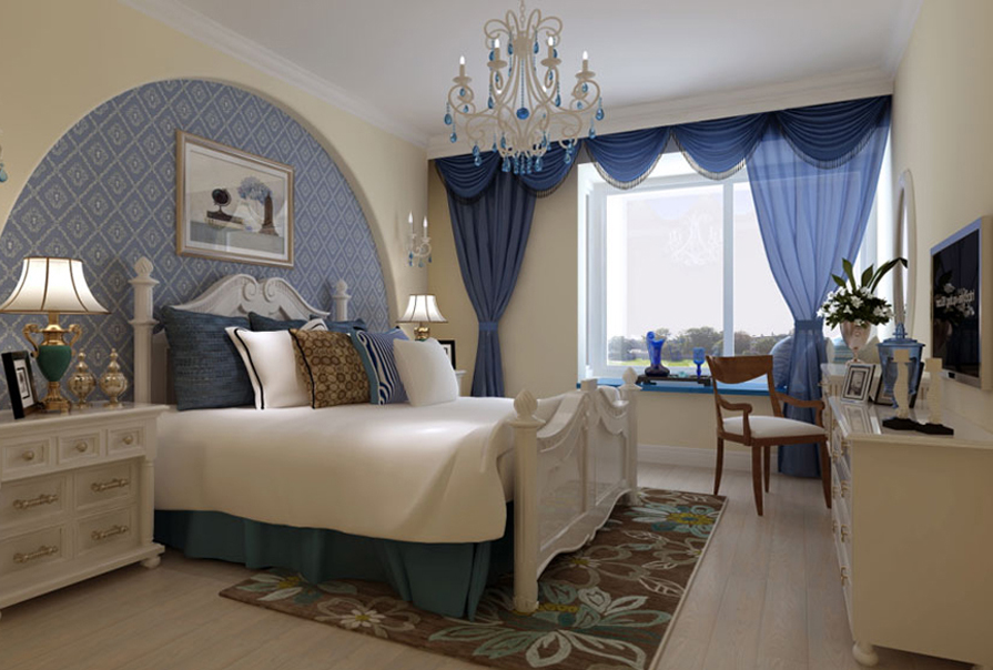 地中海 二居 文艺范 卧室图片来自创之鸿在90㎡地中海风格两居室的分享