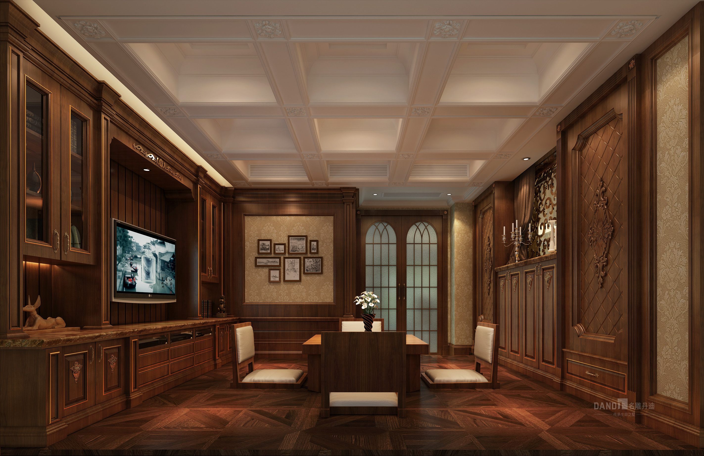 别墅 欧式 美式 书房图片来自名雕丹迪在中信红树湾美式风格装修的分享