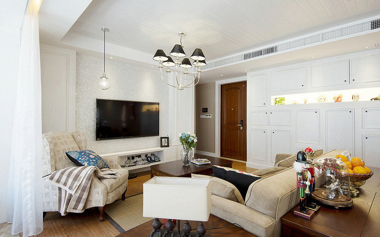 客厅图片来自家装大管家在106平美式清新3居 空间利用充分的分享