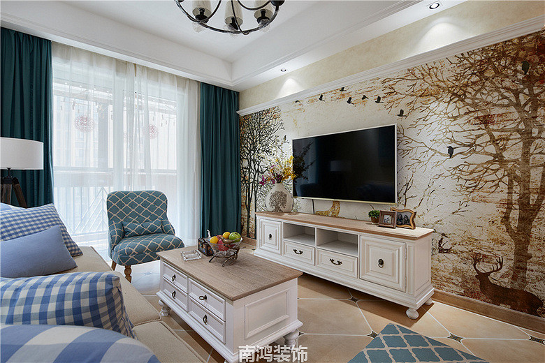 客厅图片来自家装大管家在120平美式清新3居 迷人的情调的分享