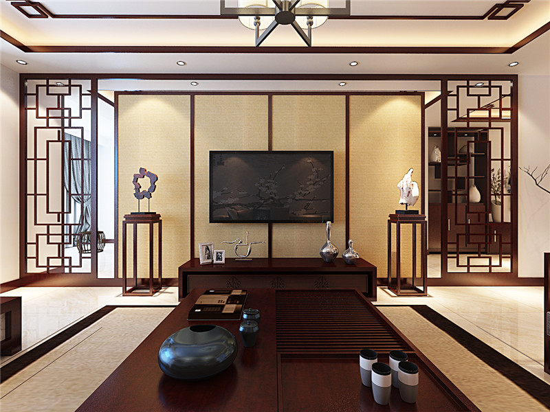龙发装饰 博美园 三居 中式 别墅设计 客厅图片来自龙发装饰天津公司在博美园二居新中式风格的分享