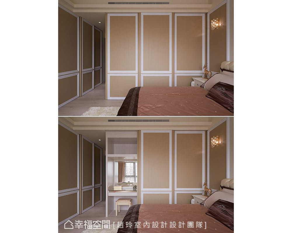 四居 大户型 新古典 卧室图片来自幸福空间在施展空间魔法 拆一墙让家更完美的分享