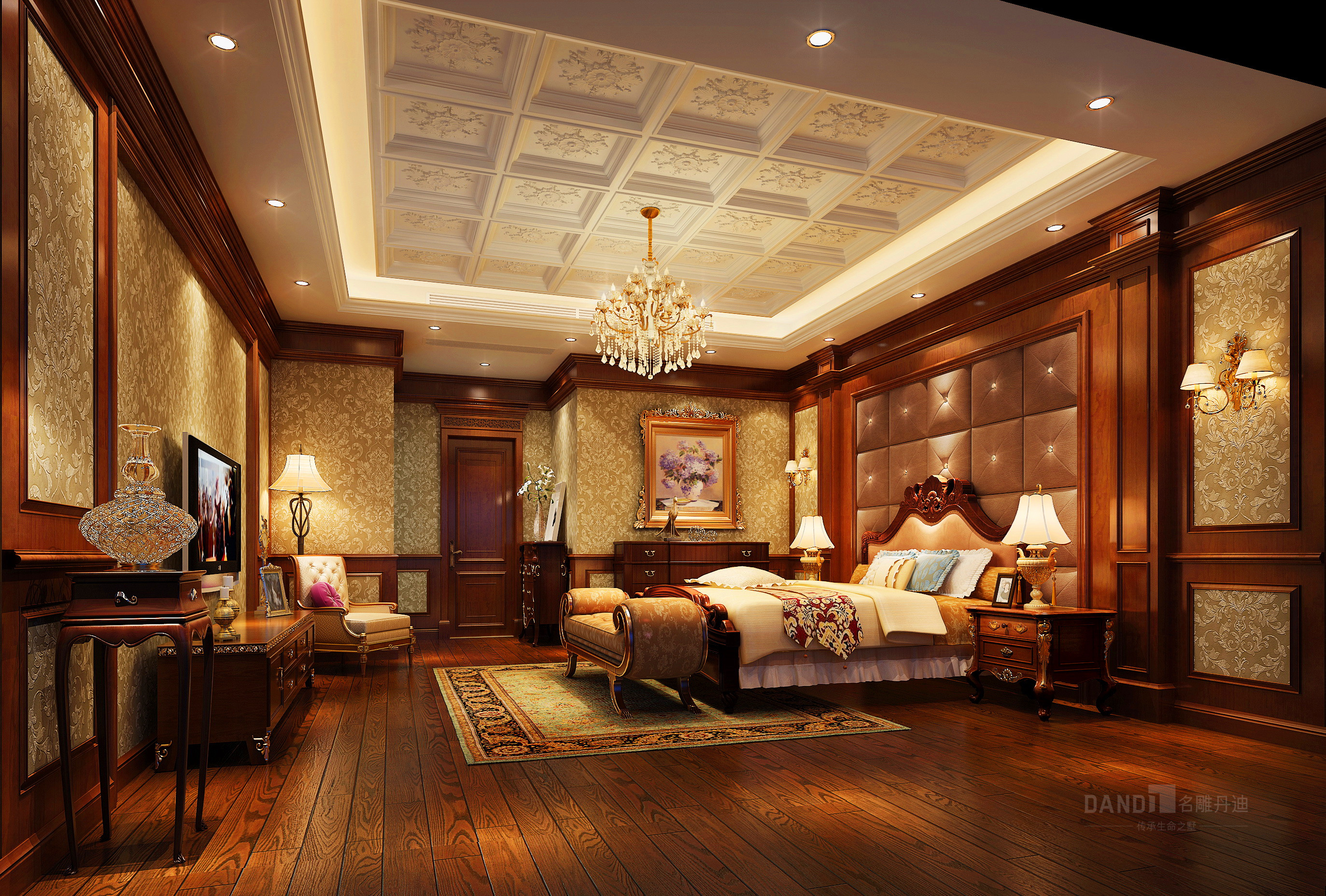 卧室图片来自名雕丹迪在燕晗山居-混搭风格装修的分享