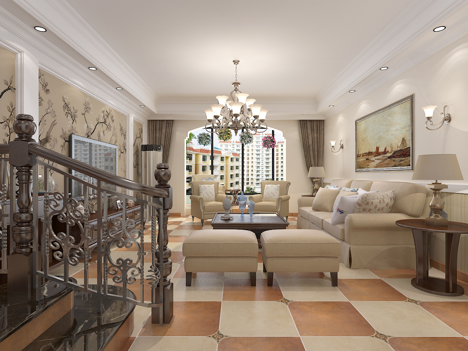 美式 三居 白领 收纳 80后 小资 客厅 客厅图片来自石家庄大业美家装饰在160平米-北部时光美式风格的分享