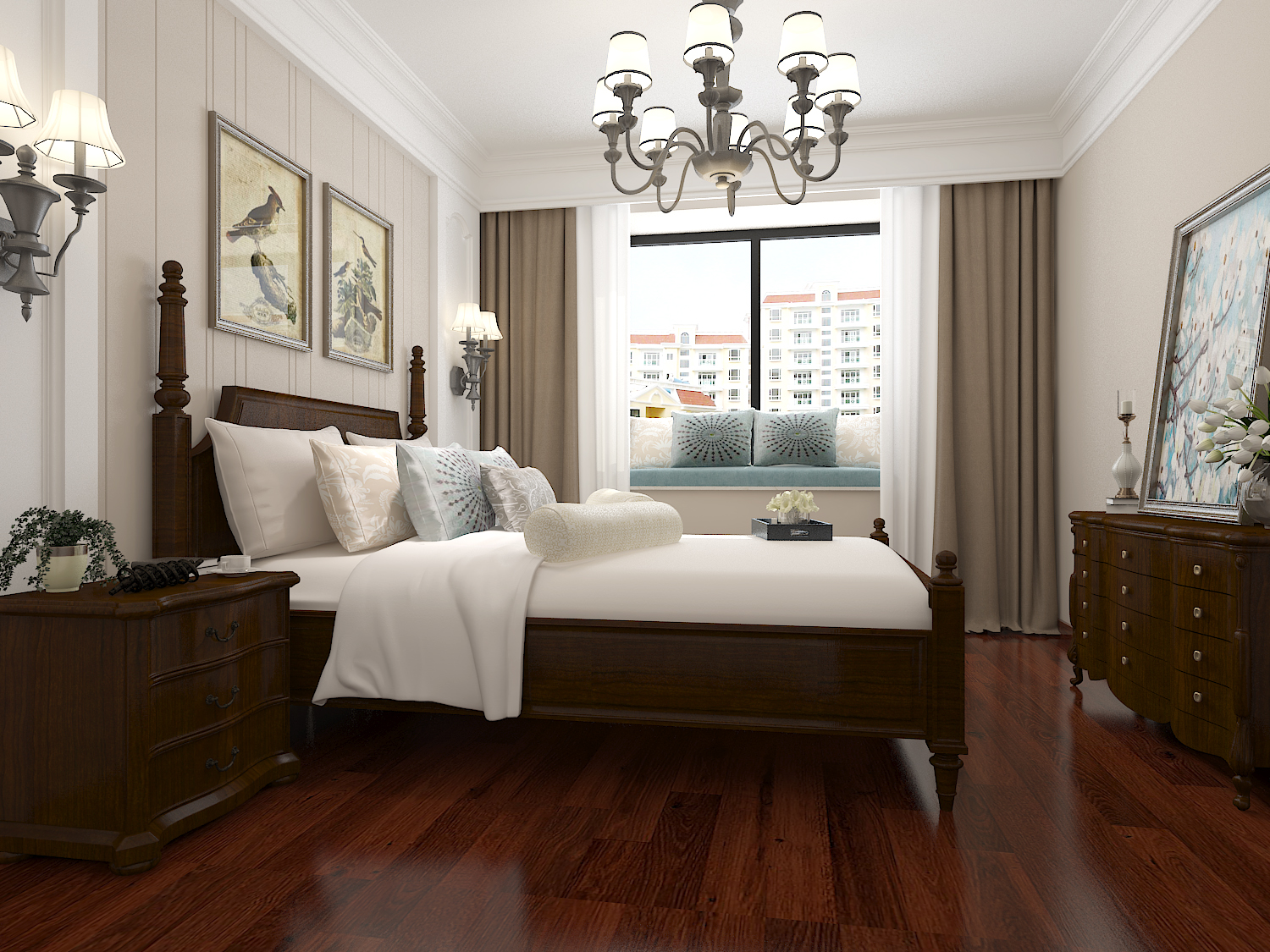 美式 三居 白领 收纳 80后 小资 卧室 卧室图片来自石家庄大业美家装饰在160平米-北部时光美式风格的分享