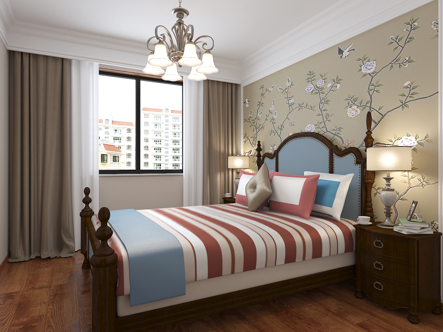 美式 三居 白领 收纳 80后 小资 卧室 卧室图片来自石家庄大业美家装饰在160平米-北部时光美式风格的分享