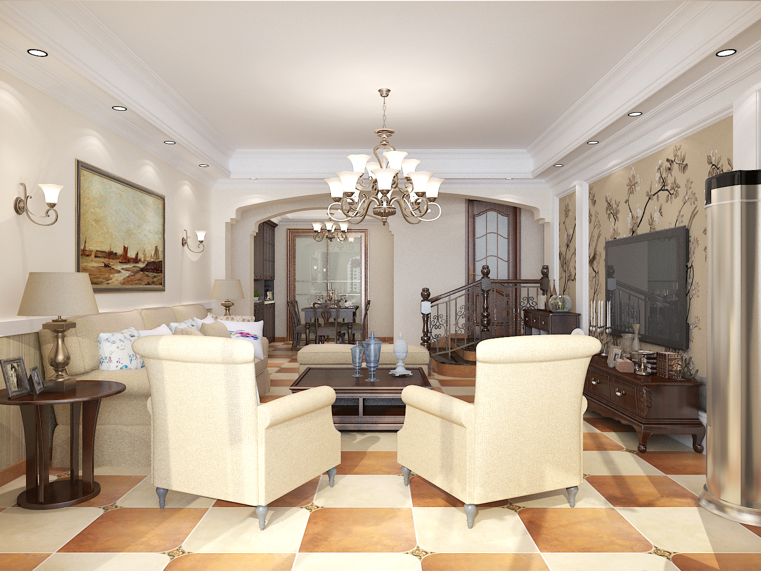 美式 三居 白领 收纳 80后 小资 客厅 客厅图片来自石家庄大业美家装饰在160平米-北部时光美式风格的分享