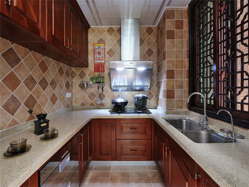 中式 新中式 三居 小资 旧房改造 收纳 厨房图片来自高度国际姚吉智在149平米中式三居尽显东方古韵的分享