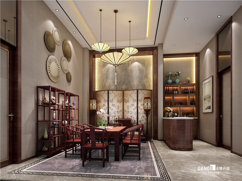 中式 别墅 餐厅图片来自名雕丹迪在深圳御景水岸中式风格装修的分享