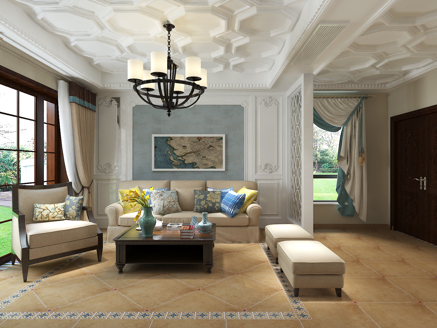 客厅图片来自石家庄大业美家装饰在碧桂园-200平简约美式风格的分享