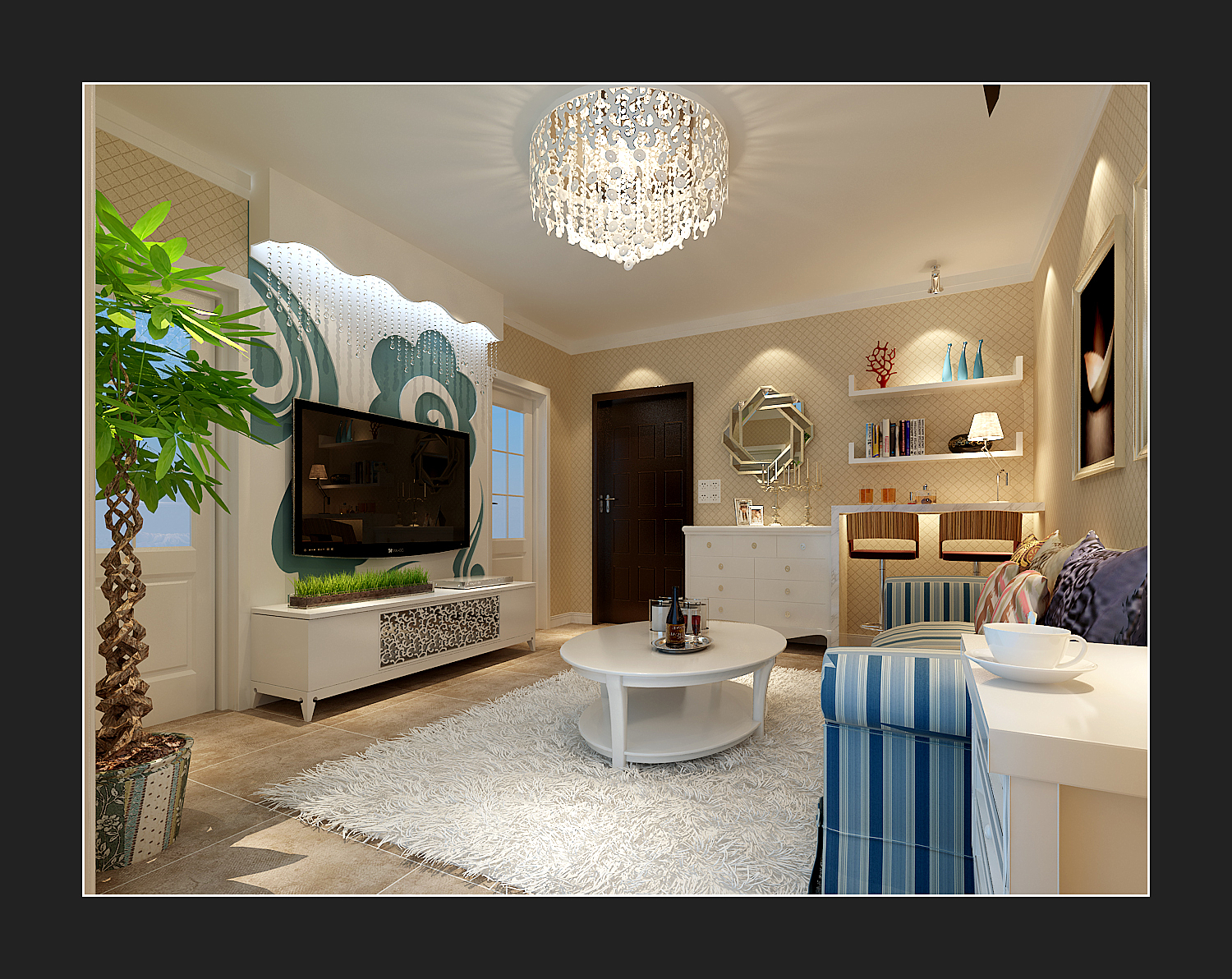 简约 客厅图片来自西安峰光无限装饰在中海开元壹号140㎡现代简约的分享