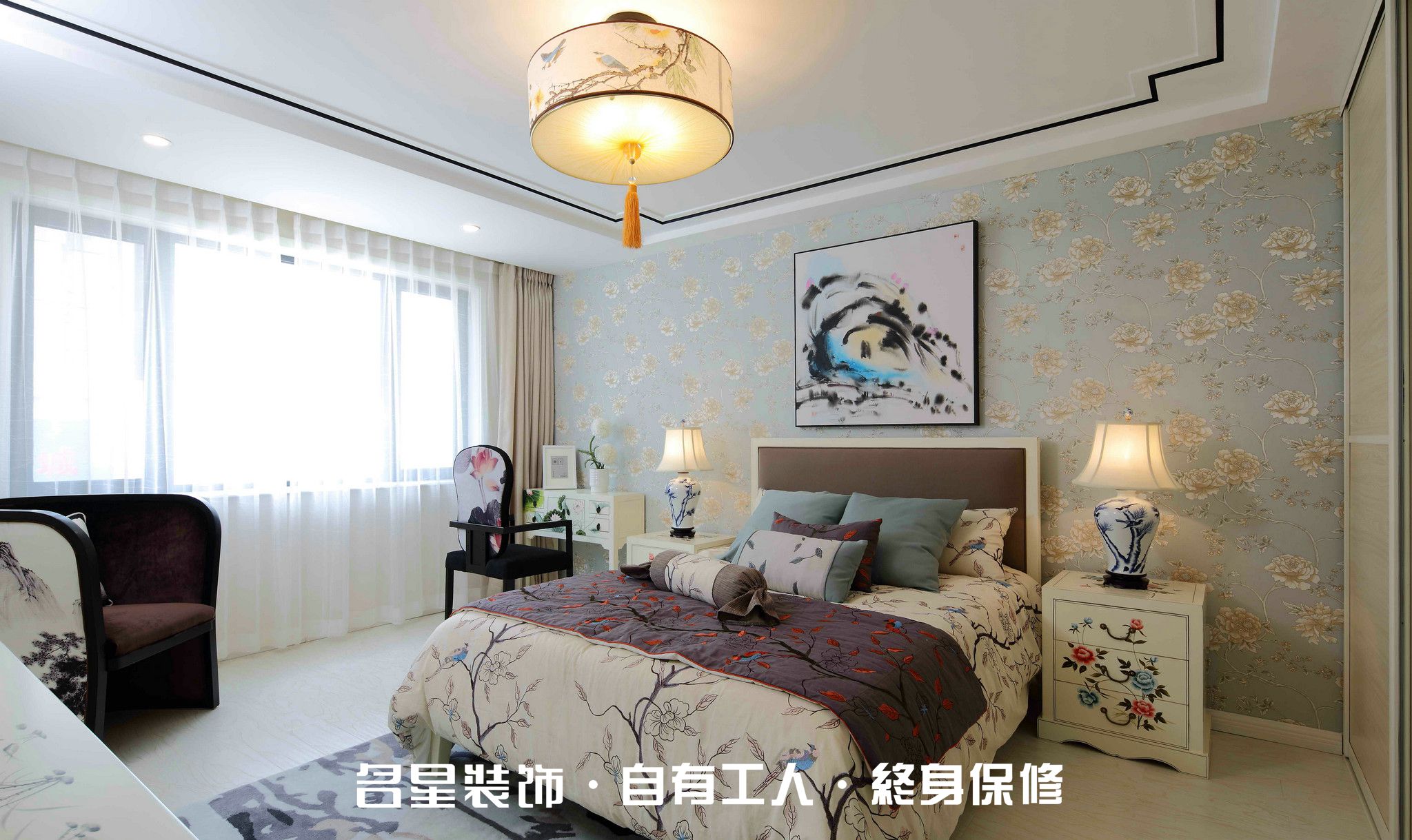 中式 复式 卧室图片来自名星装饰在东湖春树里的分享