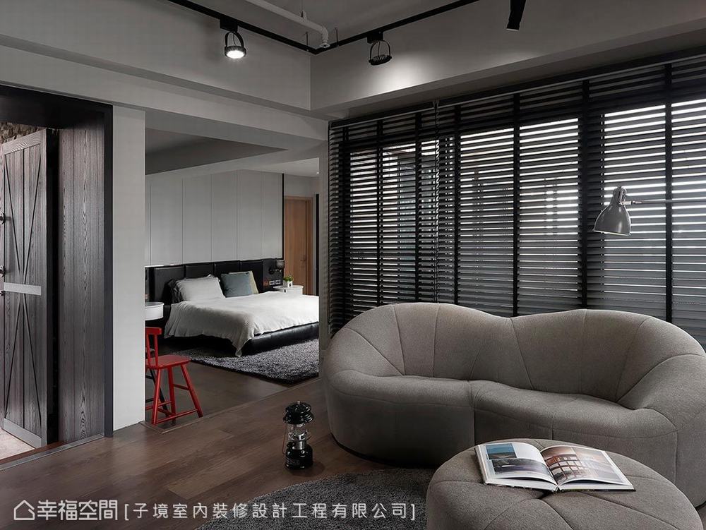大户型 五居 工业 卧室图片来自幸福空间在摆脱沉重气韵 330平重工业质感居的分享