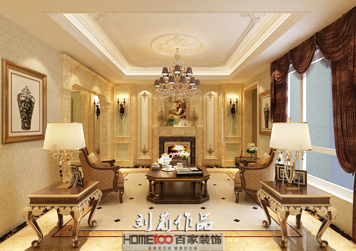 别墅 孔雀城 欧式风格 客厅图片来自百家设计小刘在孔雀城200平欧式风格半包9万的分享