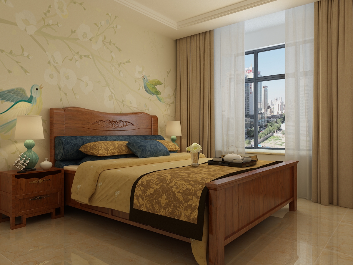 卧室 卧室图片来自石家庄大业美家装饰在150平纯棉时代-新中式风格的分享