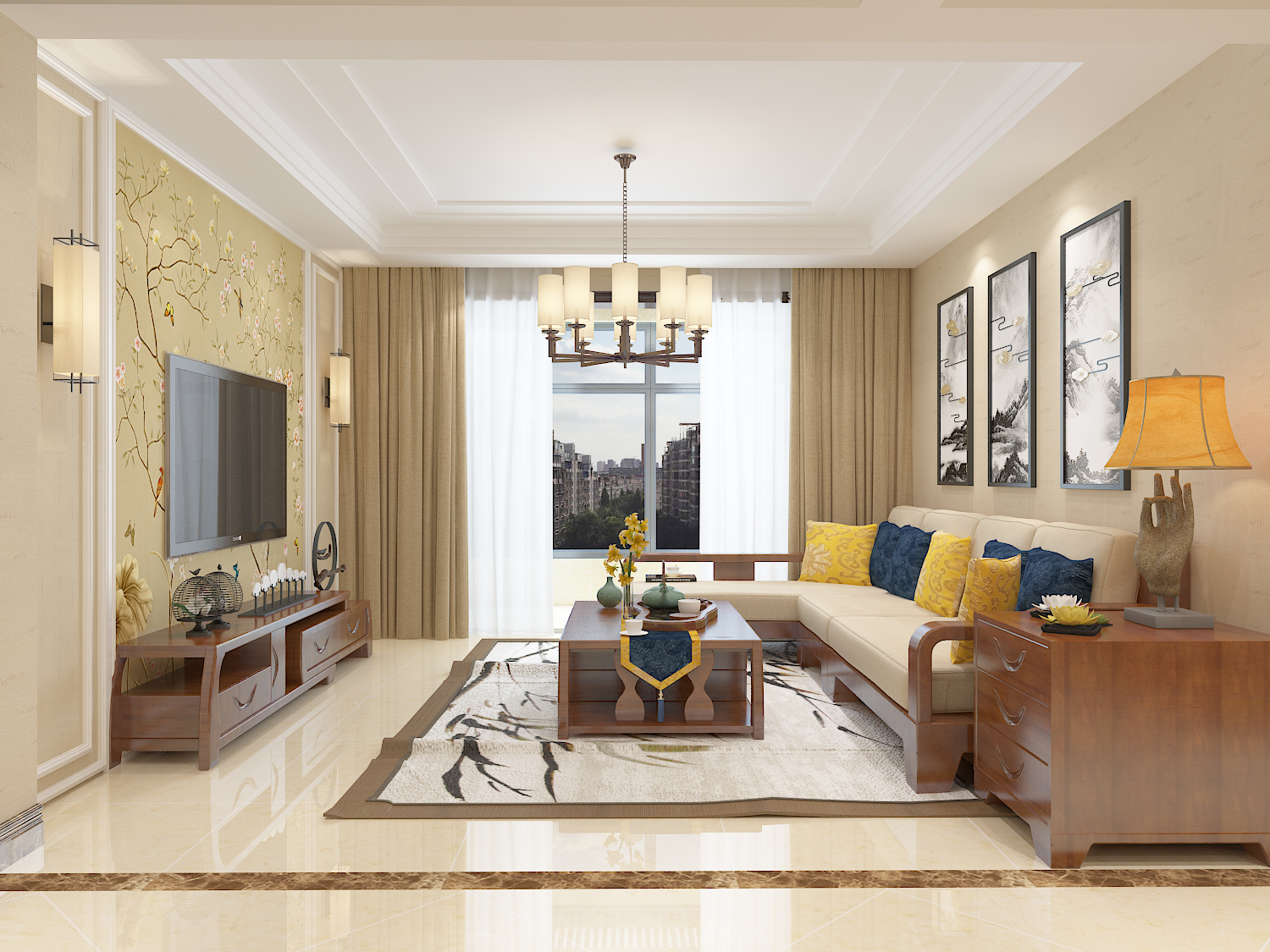 客厅 客厅图片来自石家庄大业美家装饰在150平纯棉时代-新中式风格的分享