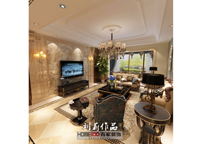 别墅 保利康桥 欧式风格 客厅图片来自百家设计小刘在保利康桥250平欧式风格半包9万的分享