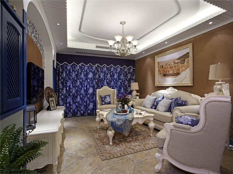 地中海 三居 白领 80后 小资 大户型 客厅图片来自高度国际姚吉智在140平米清新唯美地中海三居室的分享