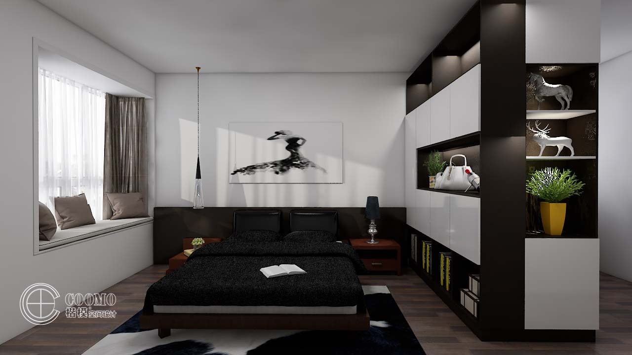 卧室图片来自南昌楷模家居生活馆在黑白灰极简139平设计案例139的分享