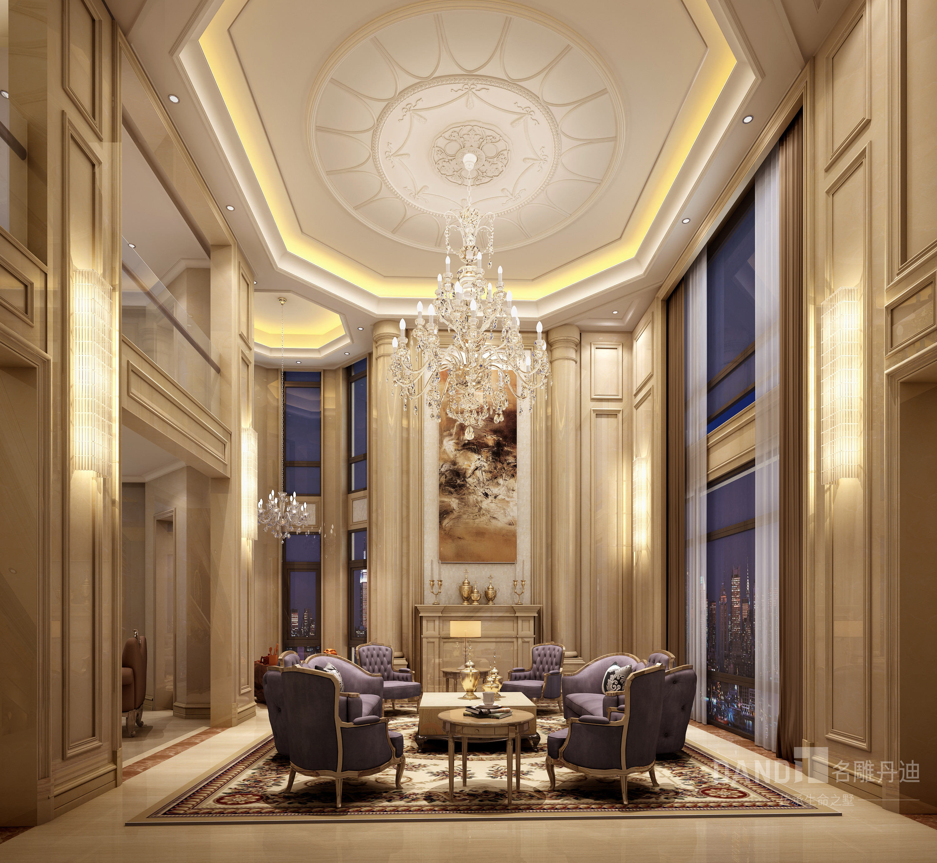 古典 美式 别墅 客厅图片来自名雕丹迪在云深处别墅1000平美式古典装修的分享
