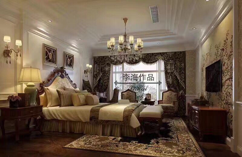 欧式 别墅 绿地锦天府 卧室图片来自成都装修找龙发在绿地锦天府装修图片460平的分享