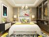 主卧整个空间采光一般，所以用黄色布艺搭配金属质的衣柜来增加房间的色调感，加上一些鲜花来点缀使整个卧室变得明亮舒适。