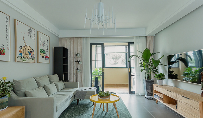 客厅图片来自家装大管家在心灵避风港 105平现代淡雅3居室的分享
