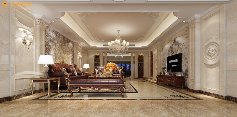 客厅图片来自深圳浩天装饰在浩天装饰保利上城-欧式古典的分享