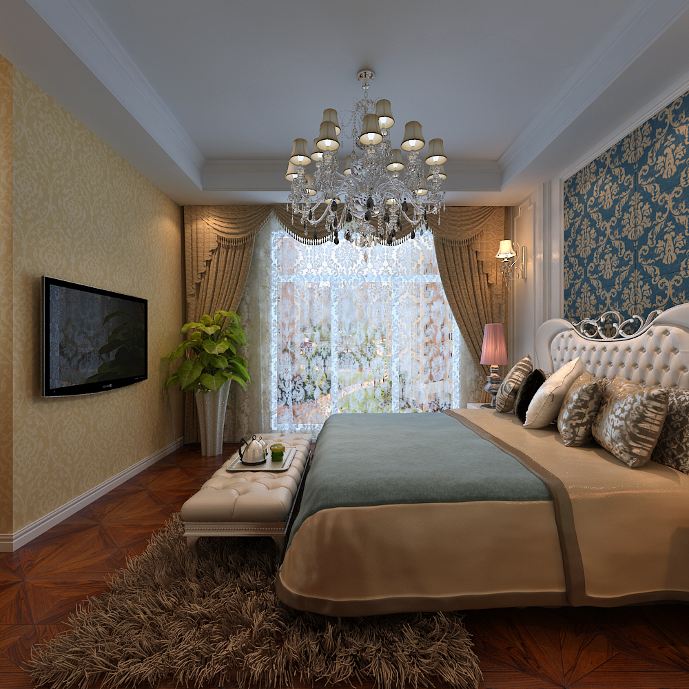 欧式 卧室图片来自唐山高度国际装饰在原河名墅的分享