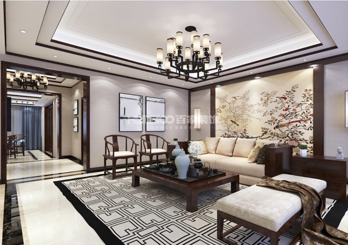 别墅 格林玫瑰湾 中式风格 客厅图片来自百家设计小刘在格林玫瑰湾273平中式风格的分享