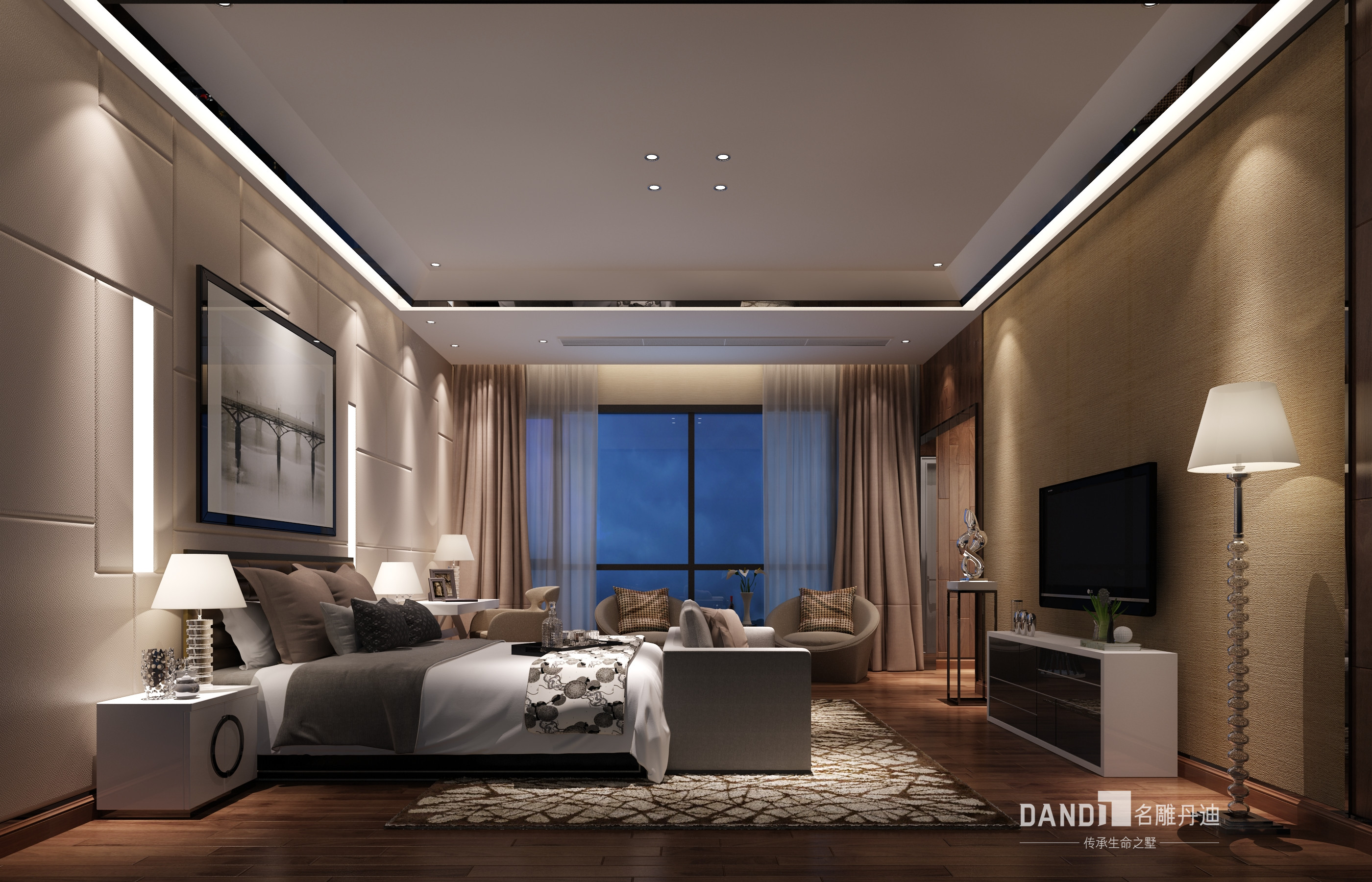 现代 联排别墅 900平 卧室图片来自杜鸿业----名雕丹迪设计总监在香山美墅900平极简空间的分享