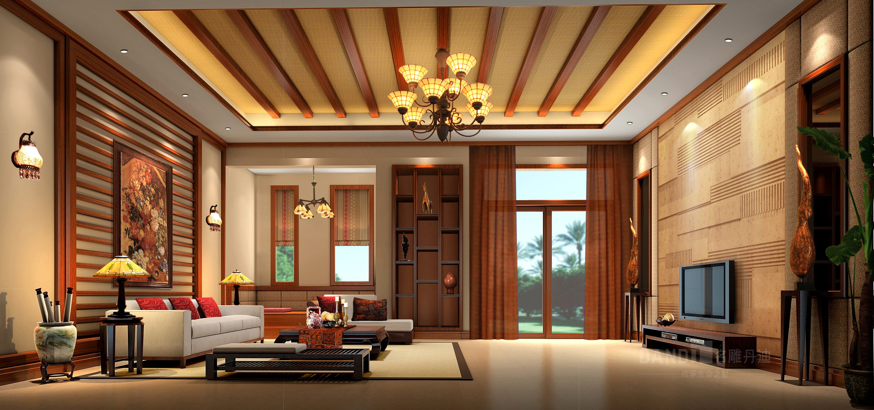 别墅 客厅图片来自名雕丹迪在曦城二期东南亚风格450平的分享